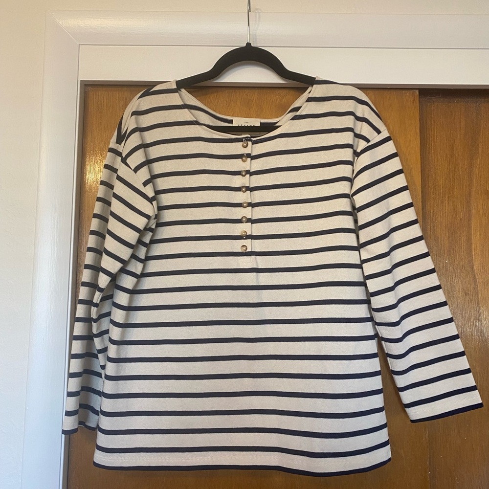 Sezane mariniere shirt in navy and cream. Never worn
